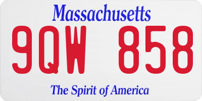 MA license plate 9QW858