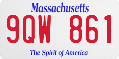 MA license plate 9QW861
