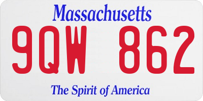 MA license plate 9QW862