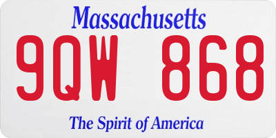MA license plate 9QW868