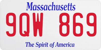 MA license plate 9QW869