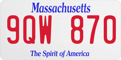 MA license plate 9QW870