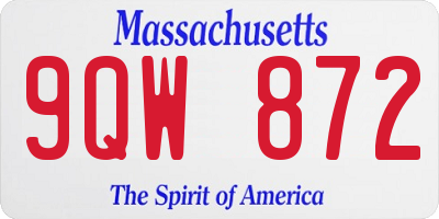 MA license plate 9QW872