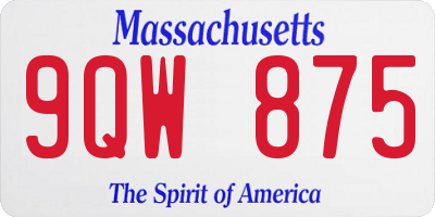 MA license plate 9QW875