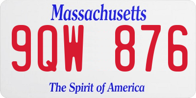 MA license plate 9QW876