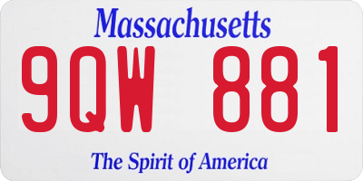 MA license plate 9QW881
