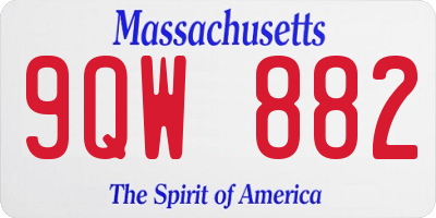 MA license plate 9QW882