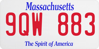 MA license plate 9QW883