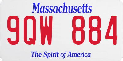 MA license plate 9QW884