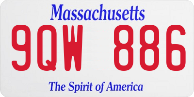 MA license plate 9QW886