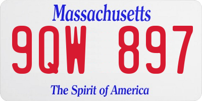 MA license plate 9QW897