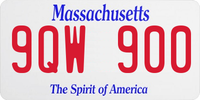 MA license plate 9QW900