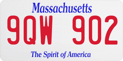 MA license plate 9QW902