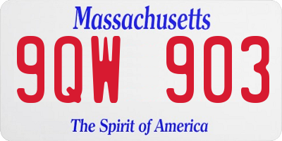 MA license plate 9QW903