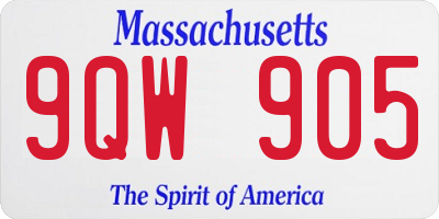 MA license plate 9QW905