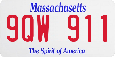 MA license plate 9QW911