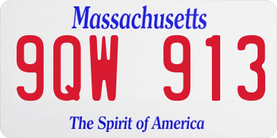 MA license plate 9QW913