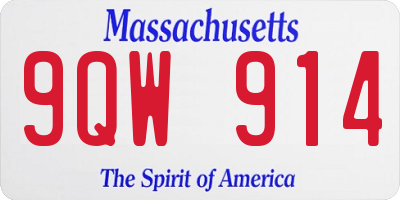 MA license plate 9QW914