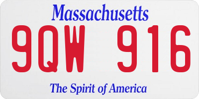 MA license plate 9QW916