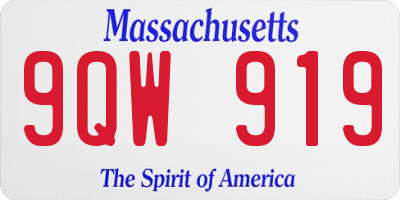 MA license plate 9QW919