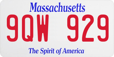 MA license plate 9QW929