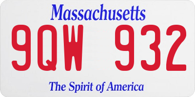 MA license plate 9QW932