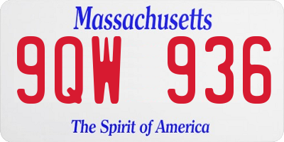 MA license plate 9QW936