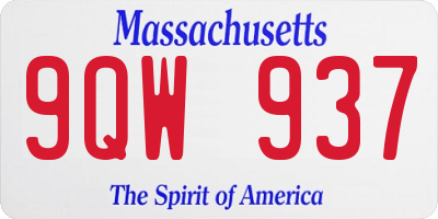 MA license plate 9QW937