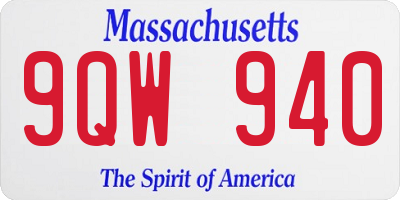 MA license plate 9QW940