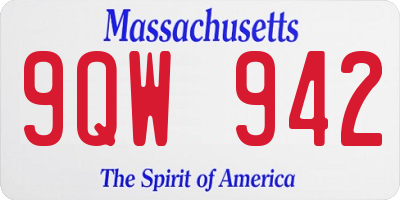 MA license plate 9QW942