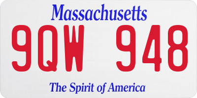 MA license plate 9QW948
