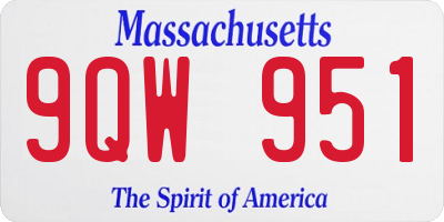 MA license plate 9QW951