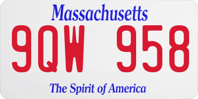 MA license plate 9QW958