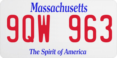 MA license plate 9QW963