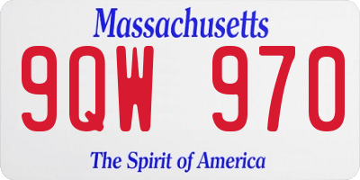 MA license plate 9QW970