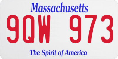 MA license plate 9QW973