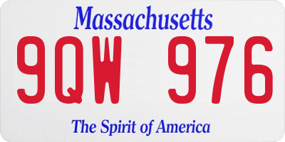 MA license plate 9QW976