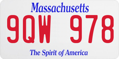 MA license plate 9QW978