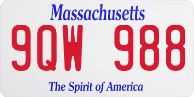 MA license plate 9QW988