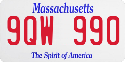 MA license plate 9QW990