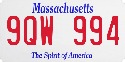 MA license plate 9QW994