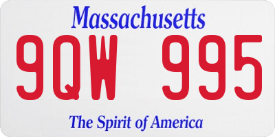 MA license plate 9QW995