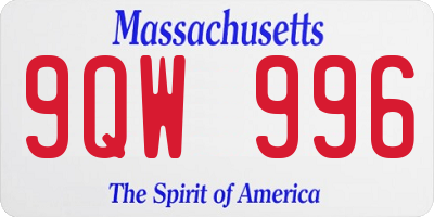 MA license plate 9QW996