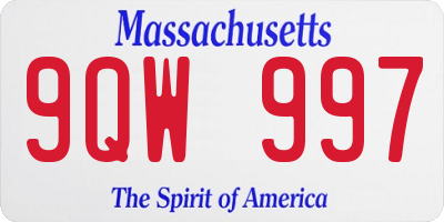 MA license plate 9QW997