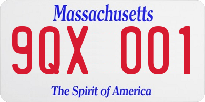 MA license plate 9QX001