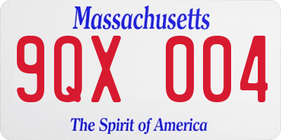 MA license plate 9QX004