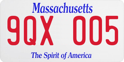 MA license plate 9QX005