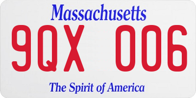 MA license plate 9QX006