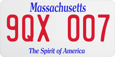 MA license plate 9QX007