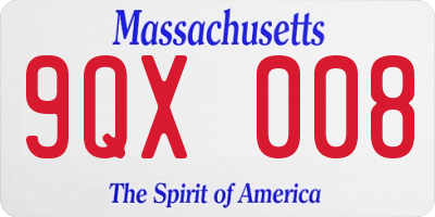 MA license plate 9QX008
